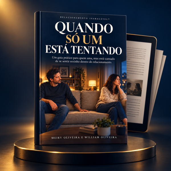 Apresentação do livro Quando Só Um Está Tentando em um mockup editorial